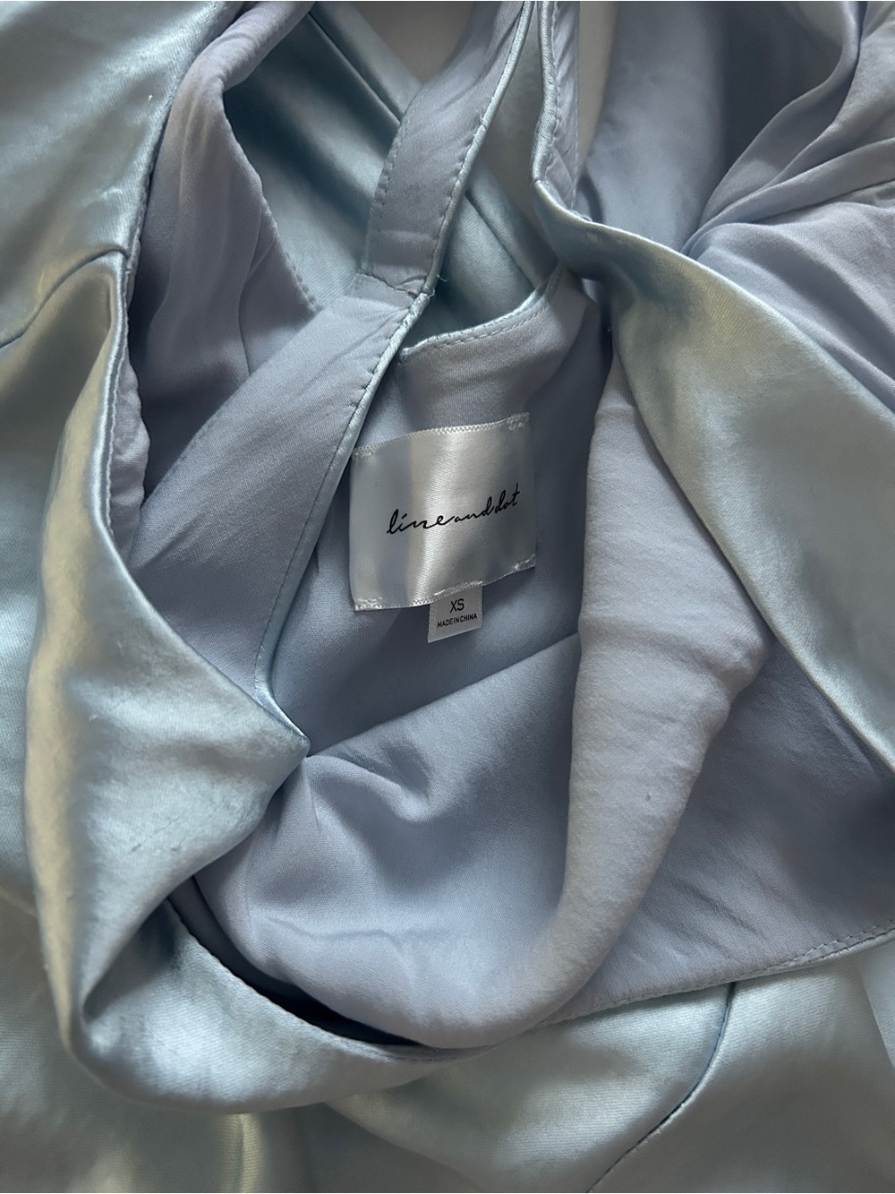 Line & Dot Baby Blue Satin A-Line Dress